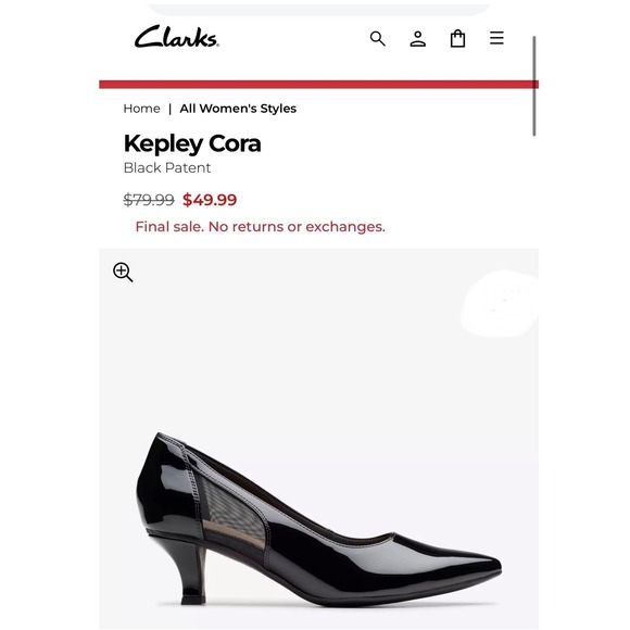 Clarks Kepley Cora Black Patent Mesh Kitten Heel Pumps Womens 9 Wide 26184255 - Picture 3 of 16